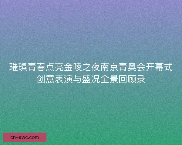 璀璨青春点亮金陵之夜南京青奥会开幕式创意表演与盛况全景回顾录