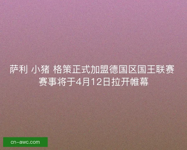 萨利 小猪 格策正式加盟德国区国王联赛 赛事将于4月12日拉开帷幕